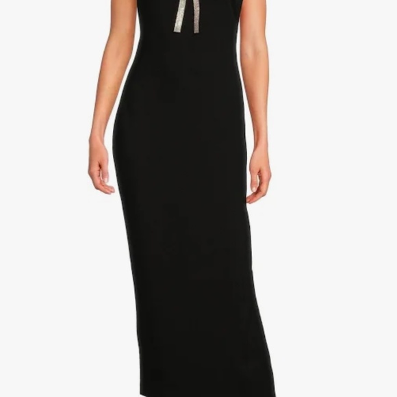 Belle by Badgley Mischka Halter Bow Sheath Dress - Picture 2 of 5